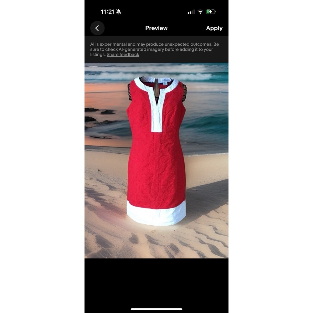 Vineyard Vines Red White Shift Dress Size 8 Textured Sleeveless Preppy - Picture 10 of 13